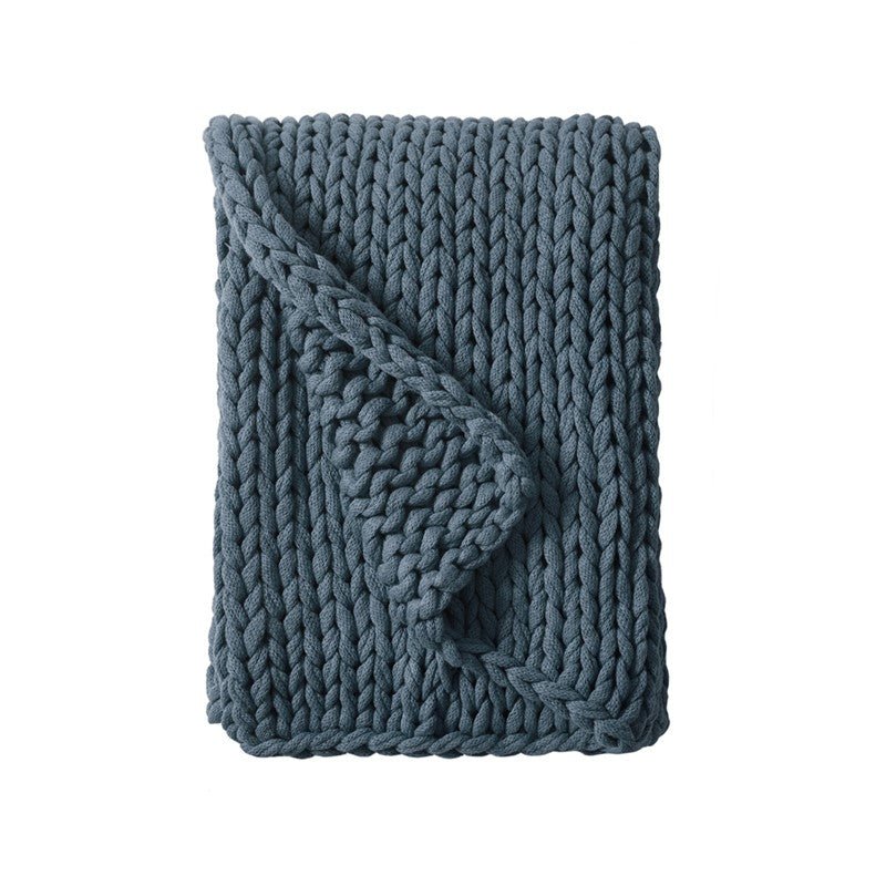 Madison Park Chunky Double Knit Handmade Throw Blanket - Indigo - Quahog Bay Bedding