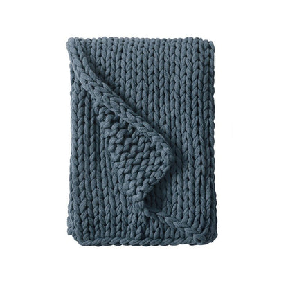Madison Park Chunky Double Knit Handmade Throw Blanket - Indigo - Quahog Bay Bedding