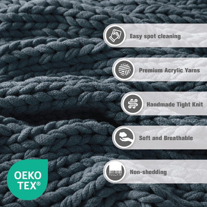 Madison Park Chunky Double Knit Handmade Throw Blanket - Indigo - Quahog Bay Bedding