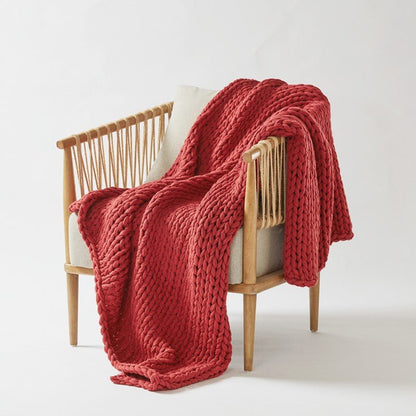 Madison Park Chunky Double Knit Handmade Throw Blanket - Red - Quahog Bay Bedding