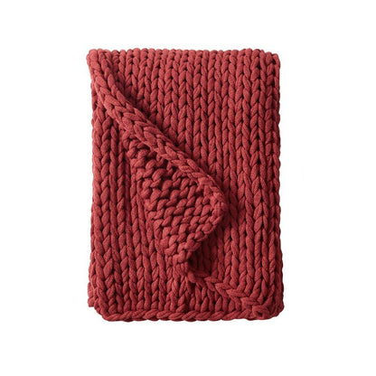 Madison Park Chunky Double Knit Handmade Throw Blanket - Red - Quahog Bay Bedding