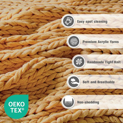 Madison Park Chunky Double Knit Handmade Throw Blanket - Yellow - Quahog Bay Bedding