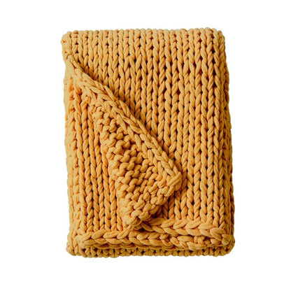 Madison Park Chunky Double Knit Handmade Throw Blanket - Yellow - Quahog Bay Bedding