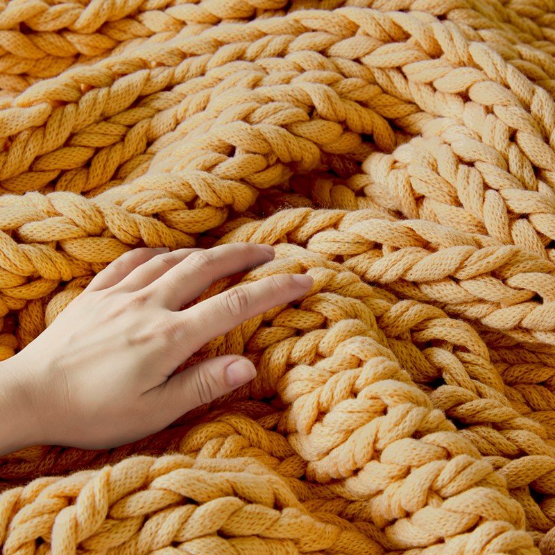 Madison Park Chunky Double Knit Handmade Throw Blanket - Yellow - Quahog Bay Bedding