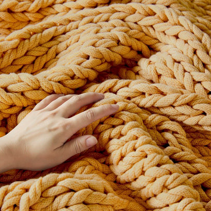 Madison Park Chunky Double Knit Handmade Throw Blanket - Yellow - Quahog Bay Bedding