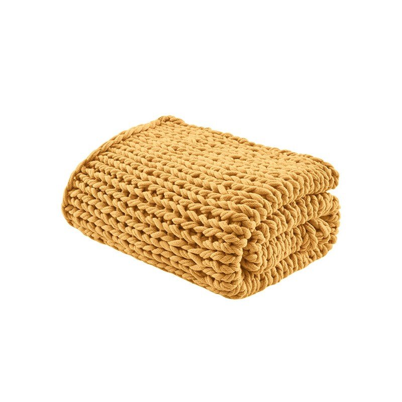 Madison Park Chunky Double Knit Handmade Throw Blanket - Yellow - Quahog Bay Bedding