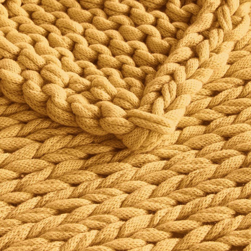 Madison Park Chunky Double Knit Handmade Throw Blanket - Yellow - Quahog Bay Bedding