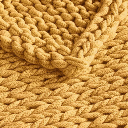 Madison Park Chunky Double Knit Handmade Throw Blanket - Yellow - Quahog Bay Bedding