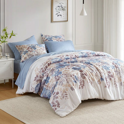 Madison Park Luna Comforter Set with Bed Sheets - Blue - Coastal Floral Bedding Bundle - Quahog Bay Bedding