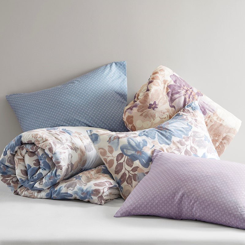 Madison Park Luna Comforter Set with Bed Sheets - Blue - Coastal Floral Bedding Bundle - Quahog Bay Bedding