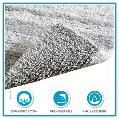 Madison Park Spa Cotton Reversible Bath Rug - Grey - Quahog Bay Bedding