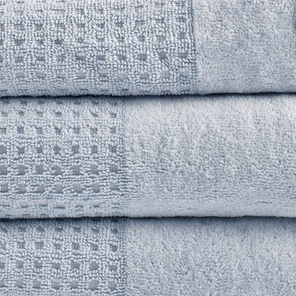 Madison Park Spa Waffle Cotton 6PC Jacquard Bath Towel Set - Blue - Coastal Bath Towels - Quahog Bay Bedding