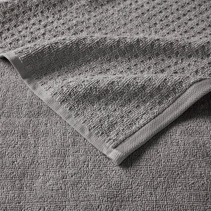 Madison Park Spa Waffle Cotton 6PC Jacquard Bath Towel Set - Charcoal - Quahog Bay Bedding