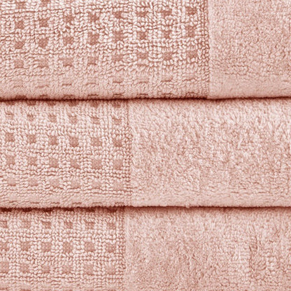 Madison Park Spa Waffle Cotton 6PC Jacquard Bath Towel Set - Pink - Quahog Bay Bedding