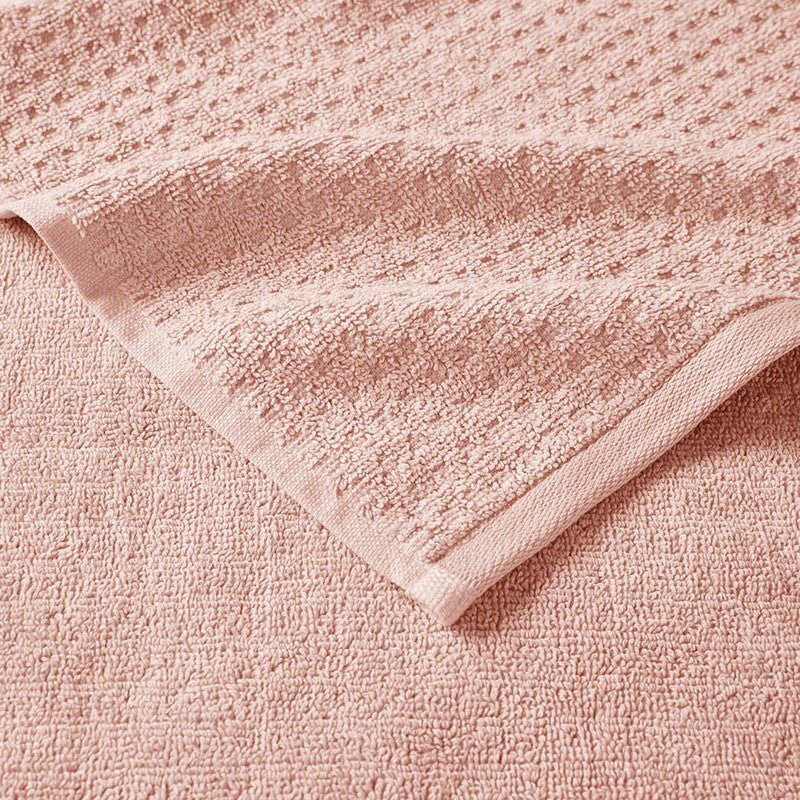 Madison Park Spa Waffle Cotton 6PC Jacquard Bath Towel Set - Pink - Quahog Bay Bedding