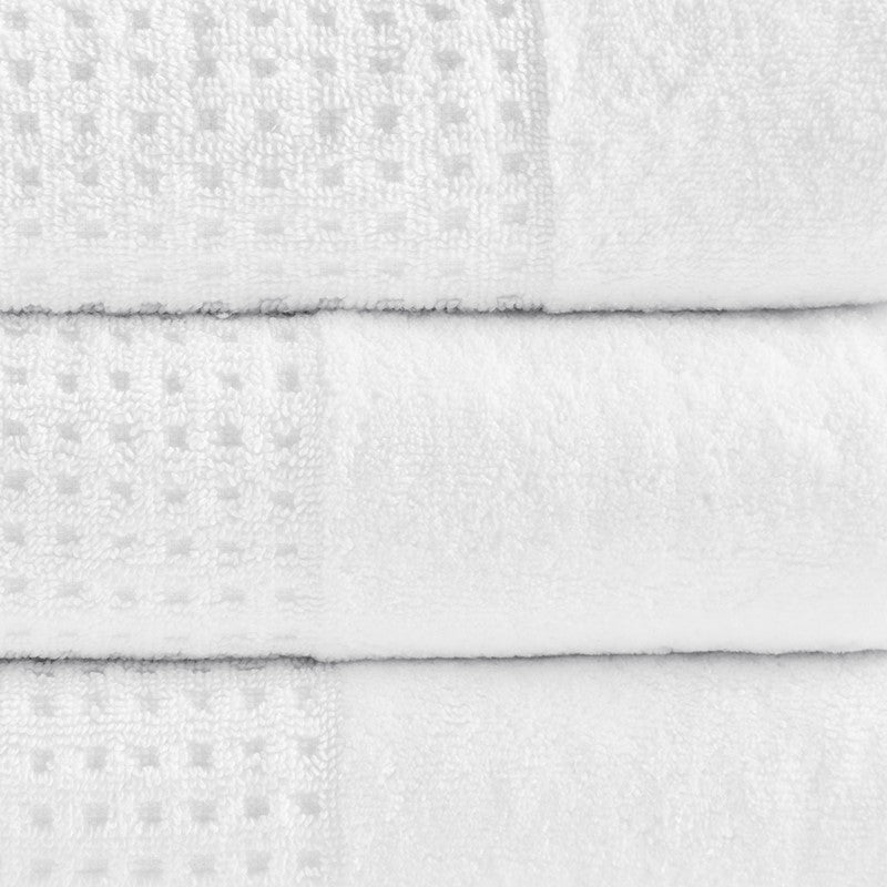 Madison Park Spa Waffle Cotton 6PC Jacquard Bath Towel Set - White - Quahog Bay Bedding
