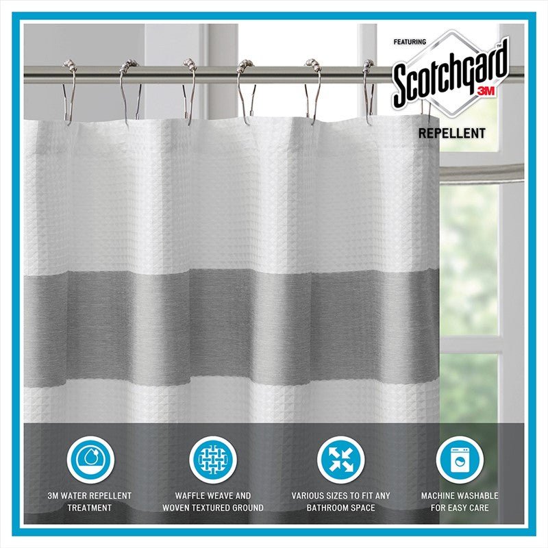 Madison Park - Spa Waffle Shower Curtain - Aqua - Quahog Bay Bedding