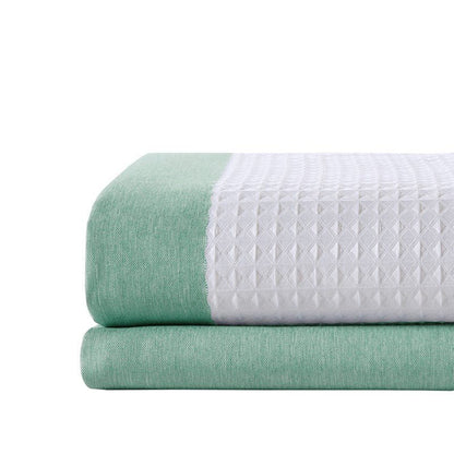 Madison Park - Spa Waffle Shower Curtain - Aqua - Quahog Bay Bedding