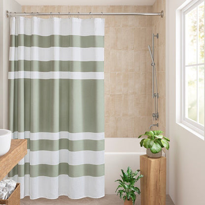 Madison Park - Spa Waffle Shower Curtain - Aqua - Quahog Bay Bedding