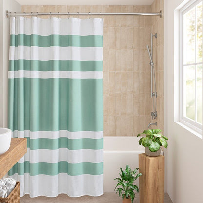 Madison Park - Spa Waffle Shower Curtain - Aqua - Quahog Bay Bedding