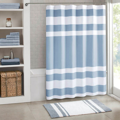 Madison Park - Spa Waffle Shower Curtain - Blue - Quahog Bay Bedding