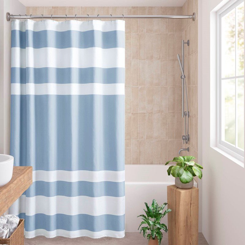 Madison Park - Spa Waffle Shower Curtain - Blue - Quahog Bay Bedding