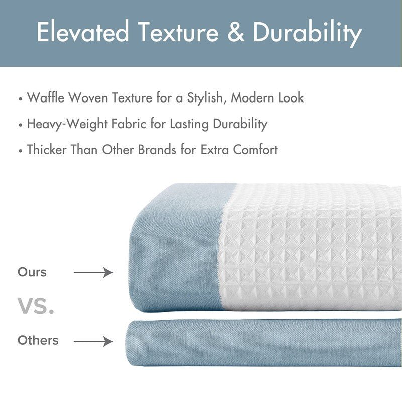 Madison Park - Spa Waffle Shower Curtain - Blue - Quahog Bay Bedding