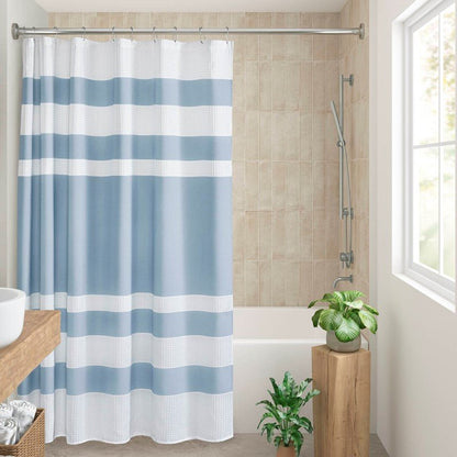 Madison Park - Spa Waffle Shower Curtain - Blue - Quahog Bay Bedding