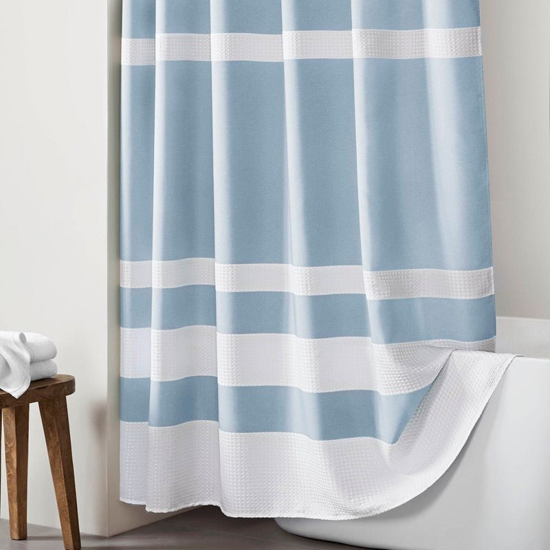 Madison Park - Spa Waffle Shower Curtain - Blue - Quahog Bay Bedding