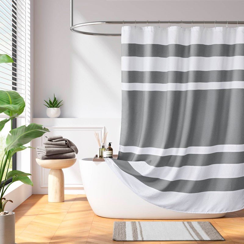 Madison Park - Spa Waffle Shower Curtain - Charcoal - Quahog Bay Bedding