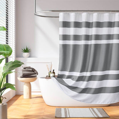 Madison Park - Spa Waffle Shower Curtain - Charcoal - Quahog Bay Bedding