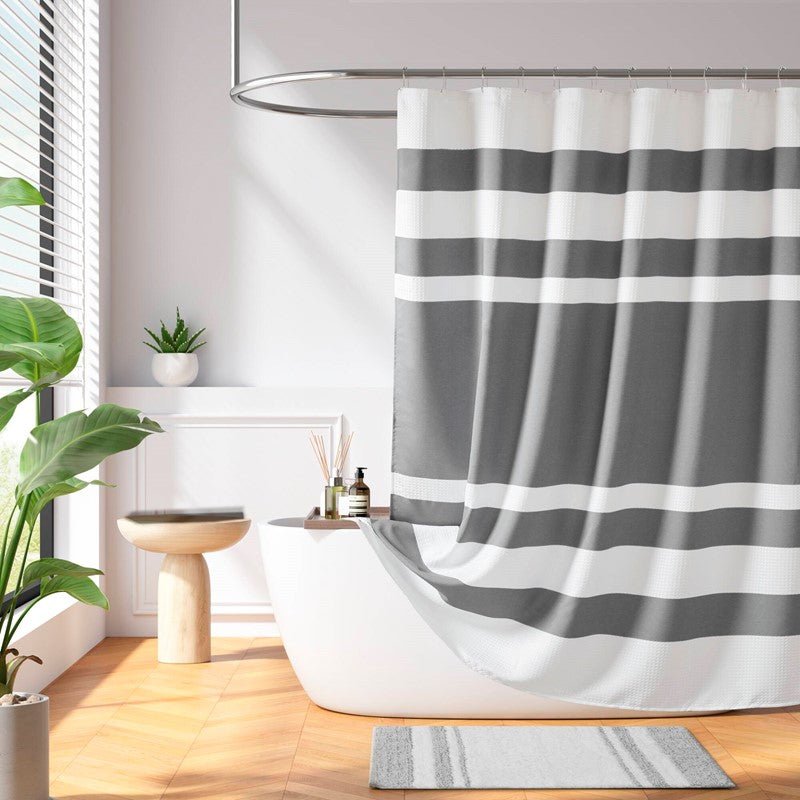 Madison Park - Spa Waffle Shower Curtain - Charcoal - Quahog Bay Bedding