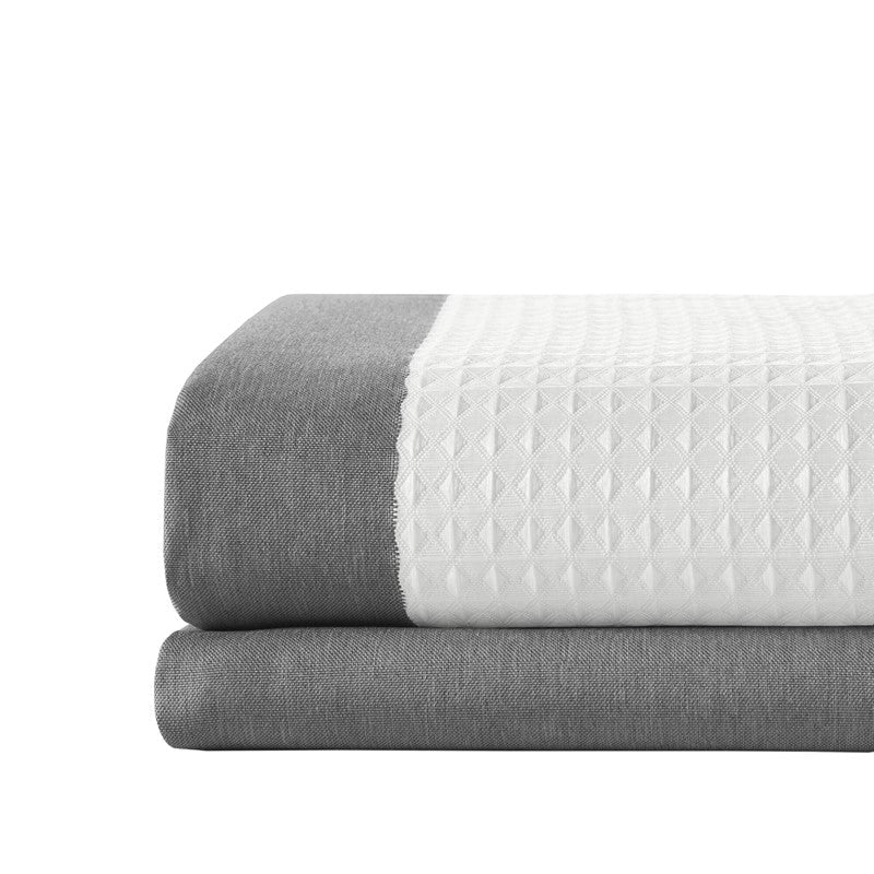 Madison Park - Spa Waffle Shower Curtain - Charcoal - Quahog Bay Bedding