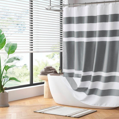 Madison Park - Spa Waffle Shower Curtain - Charcoal - Quahog Bay Bedding