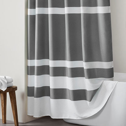 Madison Park - Spa Waffle Shower Curtain - Charcoal - Quahog Bay Bedding