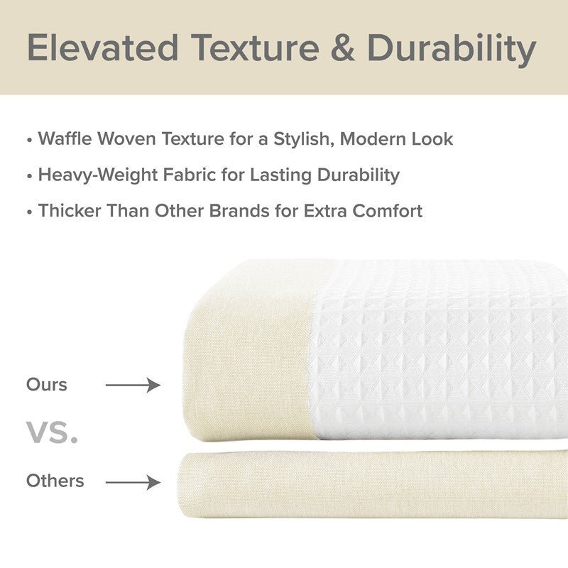 Madison Park - Spa Waffle Shower Curtain - Cream - Quahog Bay Bedding