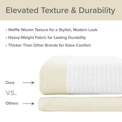 Madison Park - Spa Waffle Shower Curtain - Cream - Quahog Bay Bedding