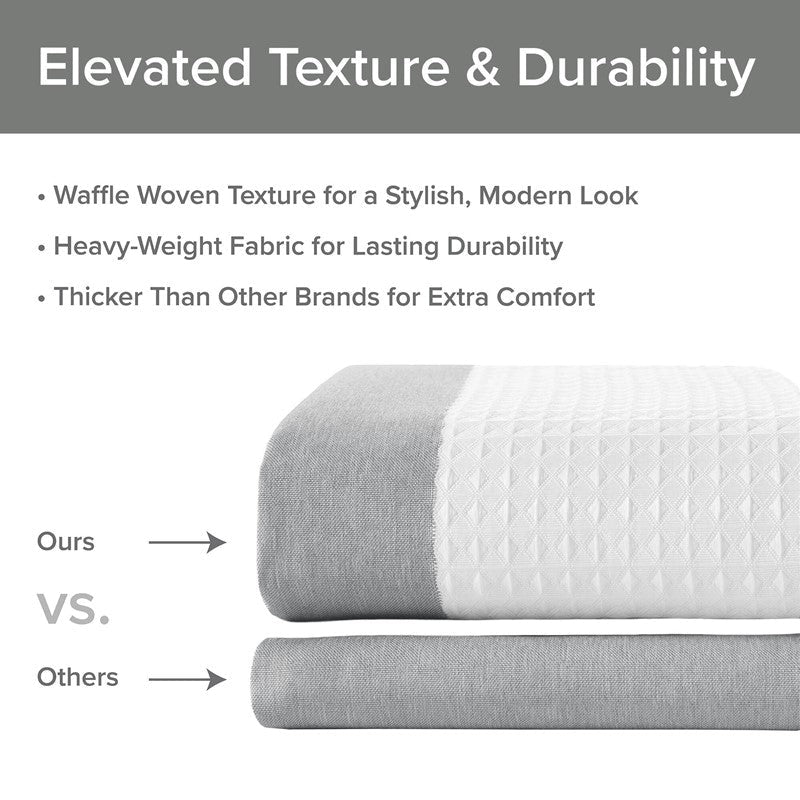 Madison Park - Spa Waffle Shower Curtain - Grey - Quahog Bay Bedding