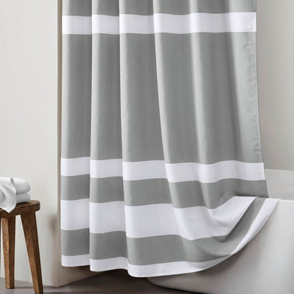 Madison Park - Spa Waffle Shower Curtain - Grey - Quahog Bay Bedding