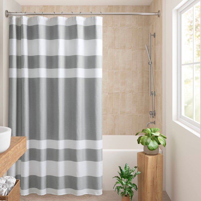 Madison Park - Spa Waffle Shower Curtain - Grey - Quahog Bay Bedding