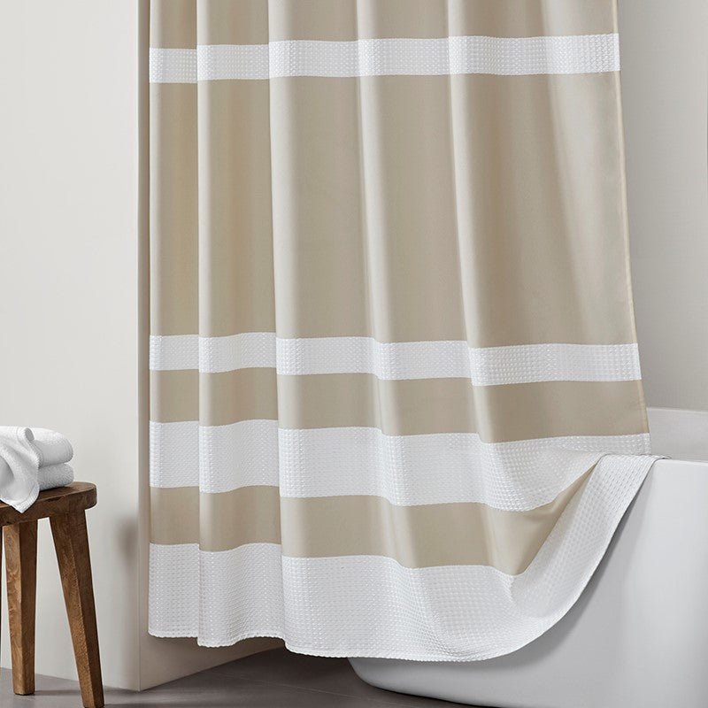 Madison Park - Spa Waffle Shower Curtain - Taupe - Quahog Bay Bedding
