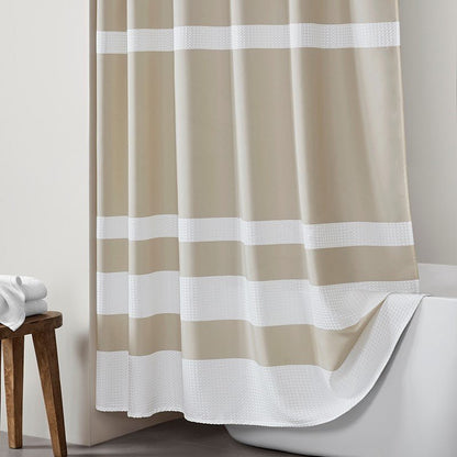 Madison Park - Spa Waffle Shower Curtain - Taupe - Quahog Bay Bedding