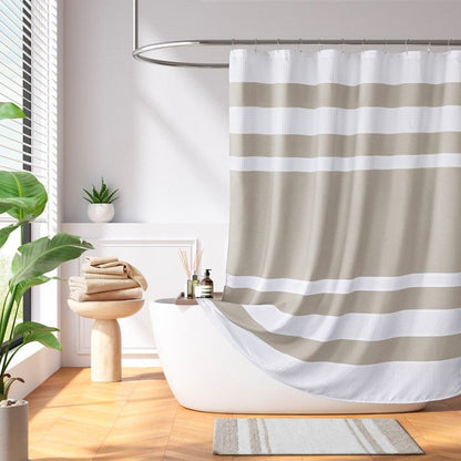 Madison Park - Spa Waffle Shower Curtain - Taupe - Quahog Bay Bedding