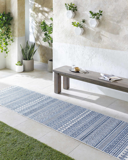Madras Navy & Light Blue All Over Performance Rug
