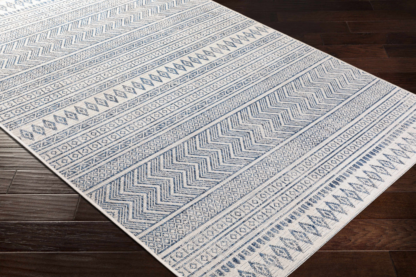 Madras Navy & Light Blue All Over Performance Rug