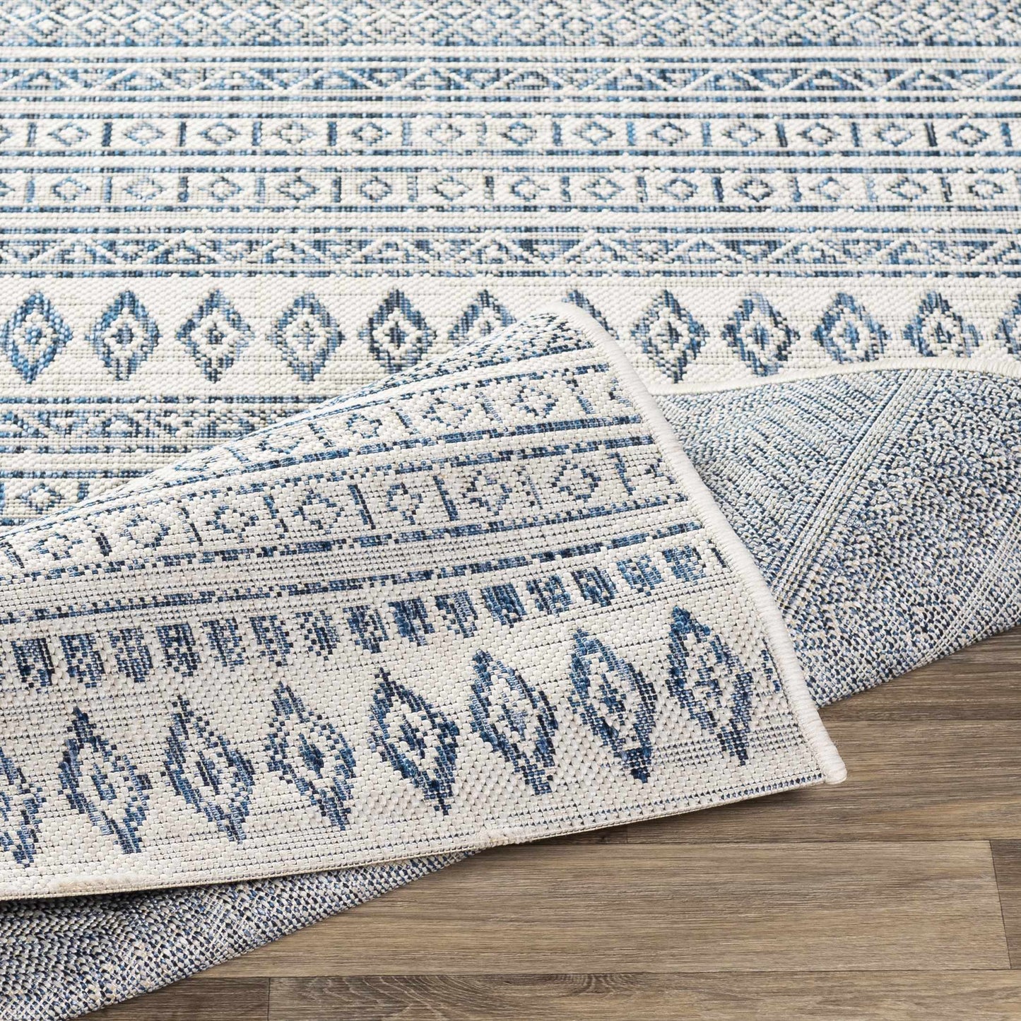 Madras Navy & Light Blue All Over Performance Rug