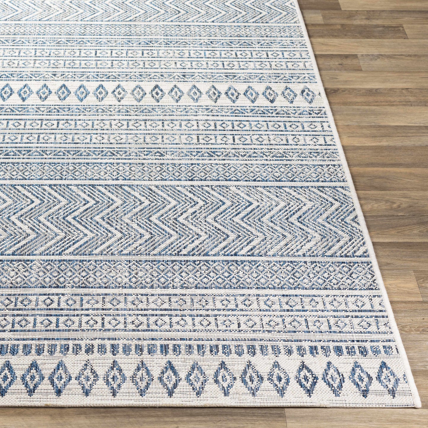Madras Navy & Light Blue All Over Performance Rug