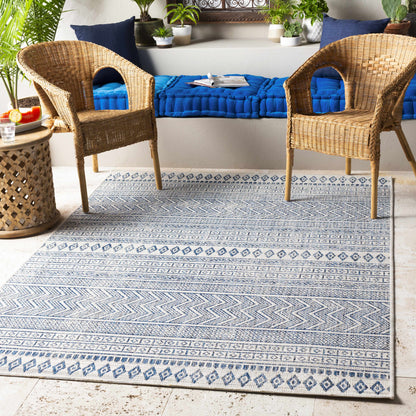 Madras Navy & Light Blue All Over Performance Rug