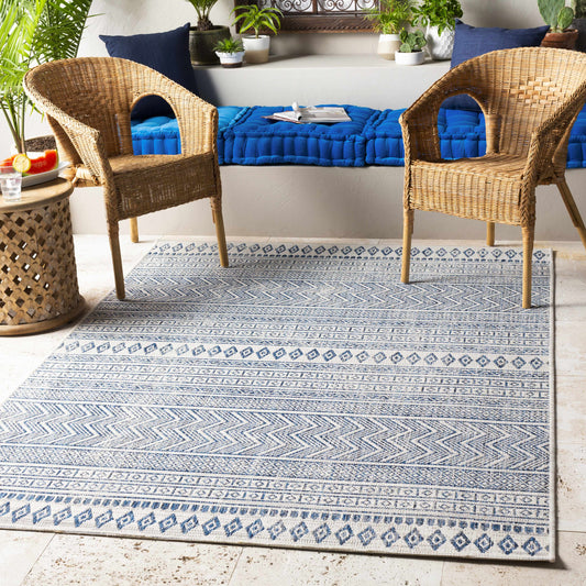 Madras Navy & Light Blue All Over Performance Rug