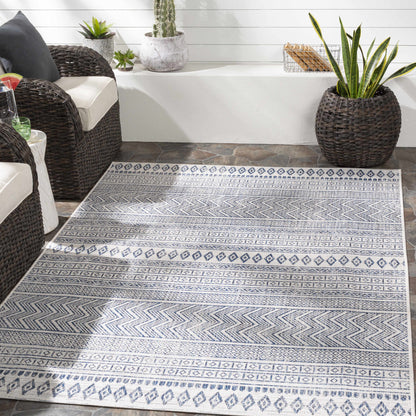 Madras Navy & Light Blue All Over Performance Rug